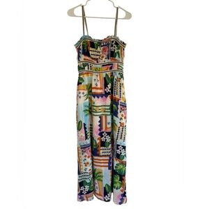 ILLA ILLA Women's In The Sand Sky Blue Tropical Print Maxi Dress Size Small